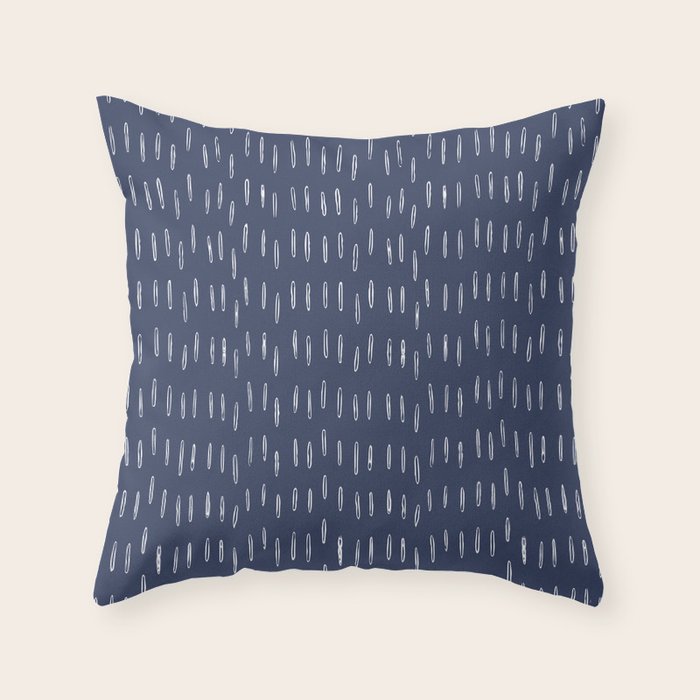 Boho Prints, Raindrops, Indigo Blue, Minimalism, Abstract Art Throw Pillow Gallery Image 6