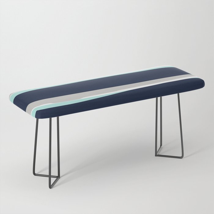 Ocean, Stripe Abstract Pattern, Navy, Aqua, Gray Bench Gallery Image 1