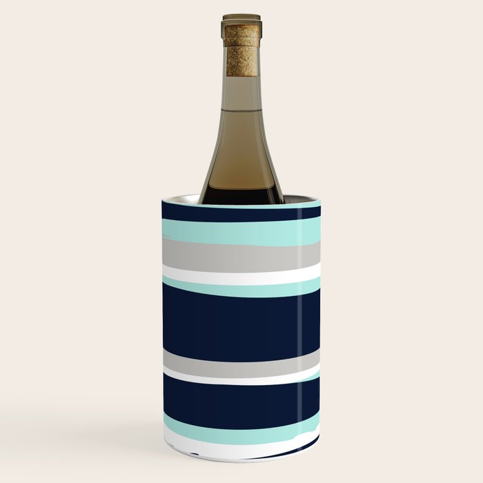 Ocean, Stripe Abstract Pattern, Navy, Aqua, Gray Wine Chiller Gallery Image 3