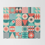 Mid Century Retro Holiday Throw Blanket Gallery Image 2