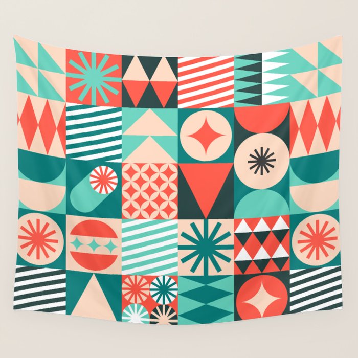 Mid Century Retro Holiday Wall Tapestry Gallery Image 1