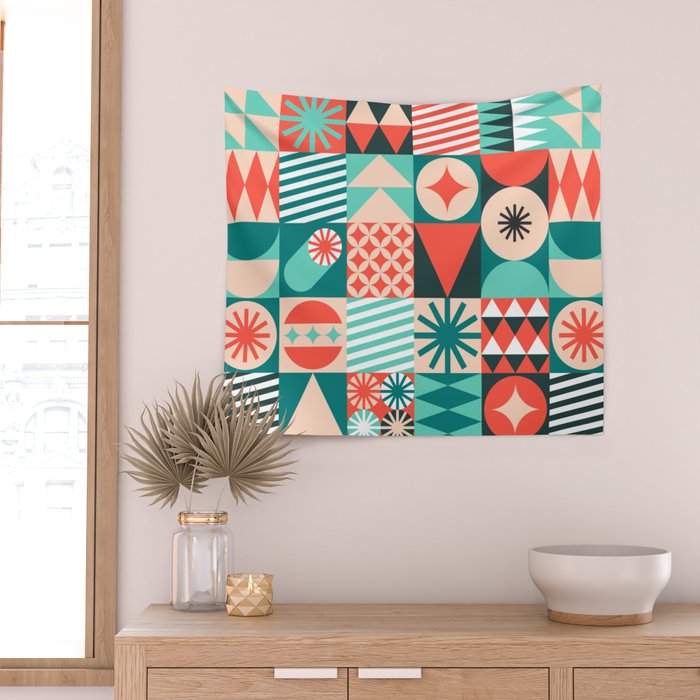 Mid Century Retro Holiday Wall Tapestry Gallery Image 2