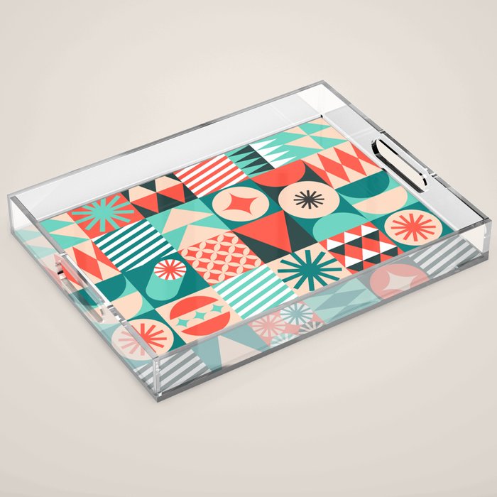 Mid Century Retro Holiday Acrylic Tray Gallery Image 1