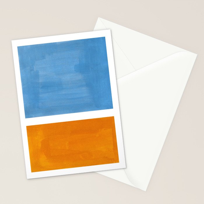 Rothko Minimalist Abstract Mid Century Color Black Square Periwinkle Yellow Ochre Stationery Card Gallery Image 2