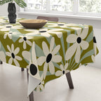 Retro Psychedelic Daisy Flower - Green Color Tablecloth Gallery Image 3