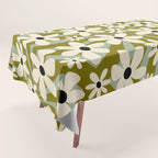 Retro Psychedelic Daisy Flower - Green Color Tablecloth Gallery Image 1
