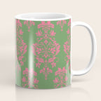 Victorian Pink Green Damask Pattern Coffee Mug Gallery Image 1