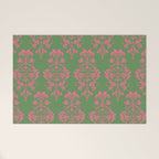 Victorian Pink Green Damask Pattern Welcome Mat Gallery Image 1
