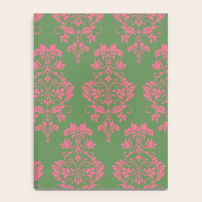 Victorian Pink Green Damask Pattern Notebook Gallery Image 4