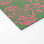 Victorian Pink Green Damask Pattern Welcome Mat Gallery Image 2