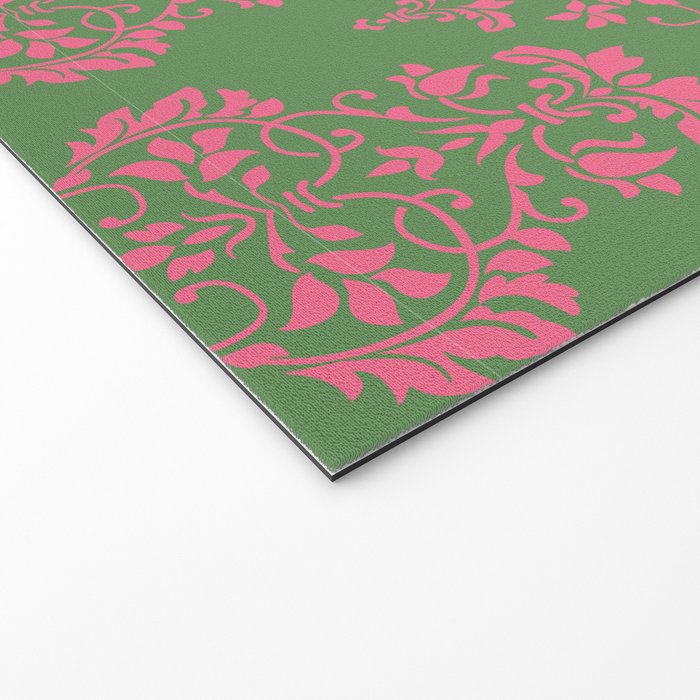 Victorian Pink Green Damask Pattern Welcome Mat Gallery Image 2