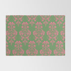 Victorian Pink Green Damask Pattern Rug Gallery Image 2