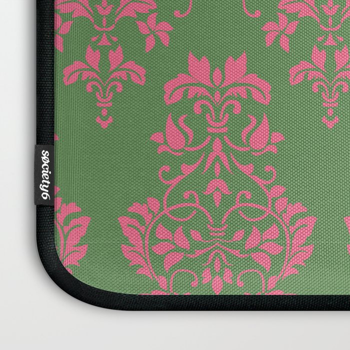 Victorian Pink Green Damask Pattern Laptop Sleeve Gallery Image 3