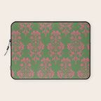 Victorian Pink Green Damask Pattern Laptop Sleeve Gallery Image 1