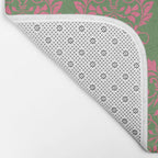 Victorian Pink Green Damask Pattern Bath Mat Gallery Image 2