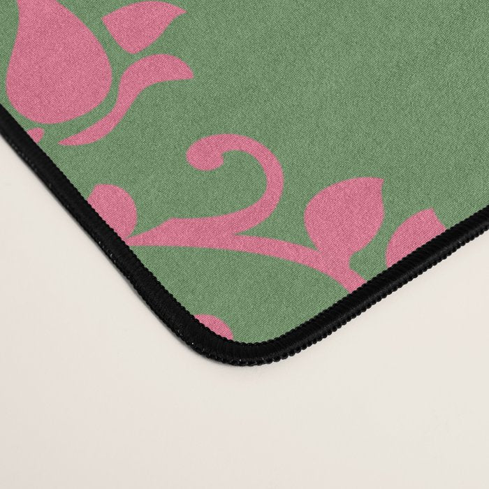 Victorian Pink Green Damask Pattern Desk Mat Gallery Image 4