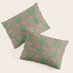 Victorian Pink Green Damask Pattern Pillow Sham Gallery Image 3