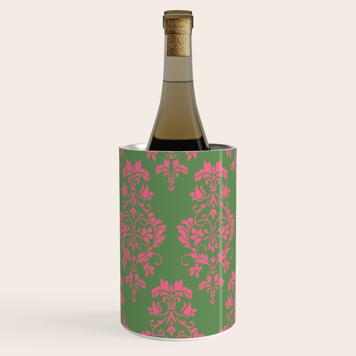 Victorian Pink Green Damask Pattern Wine Chiller Gallery Image 2