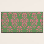 Victorian Pink Green Damask Pattern Desk Mat Gallery Image 3