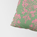 Victorian Pink Green Damask Pattern Pillow Sham Gallery Image 4