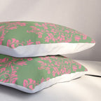 Victorian Pink Green Damask Pattern Pillow Sham Gallery Image 3