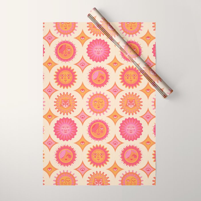 Sunshine Faces - Pink OmbrÃ© Wrapping Paper Gallery Image 1