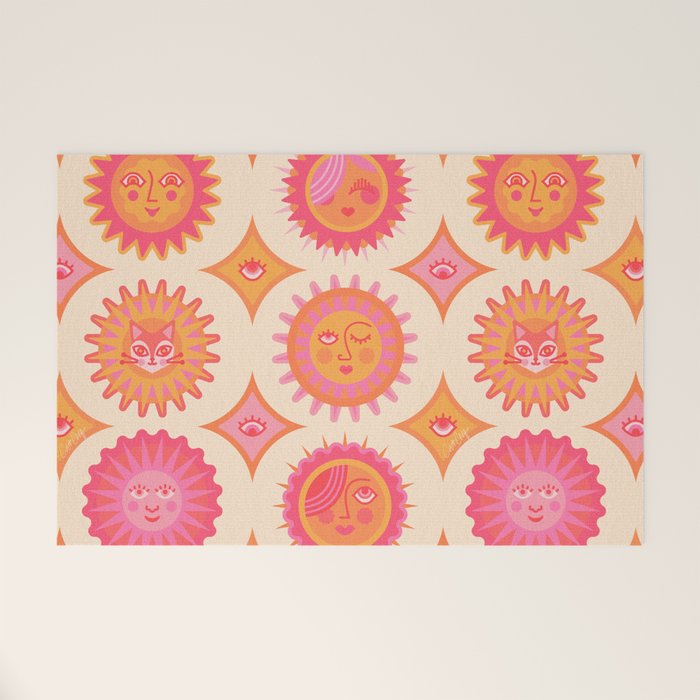 Sunshine Faces - Pink OmbrÃ© Welcome Mat Gallery Image 1