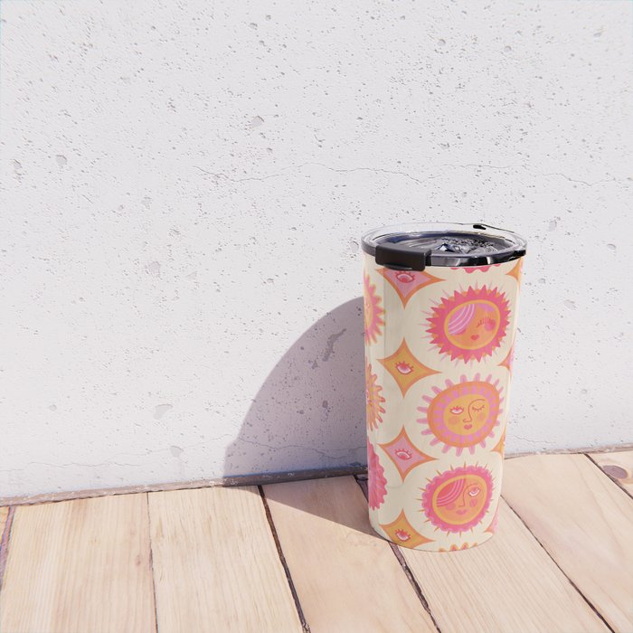 Sunshine Faces - Pink OmbrÃ© Travel Mug Gallery Image 4