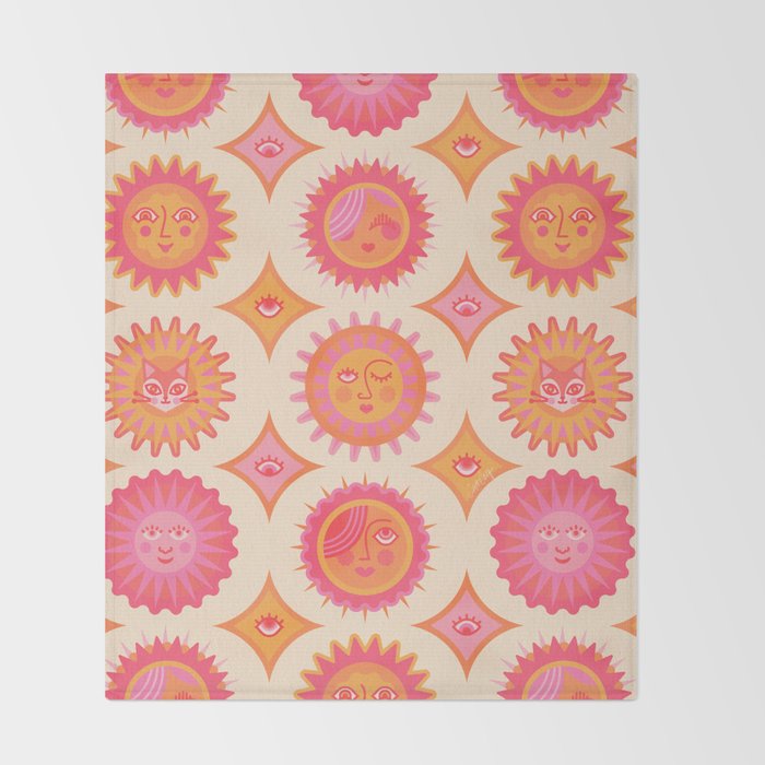 Sunshine Faces - Pink OmbrÃ© Throw Blanket Gallery Image 2
