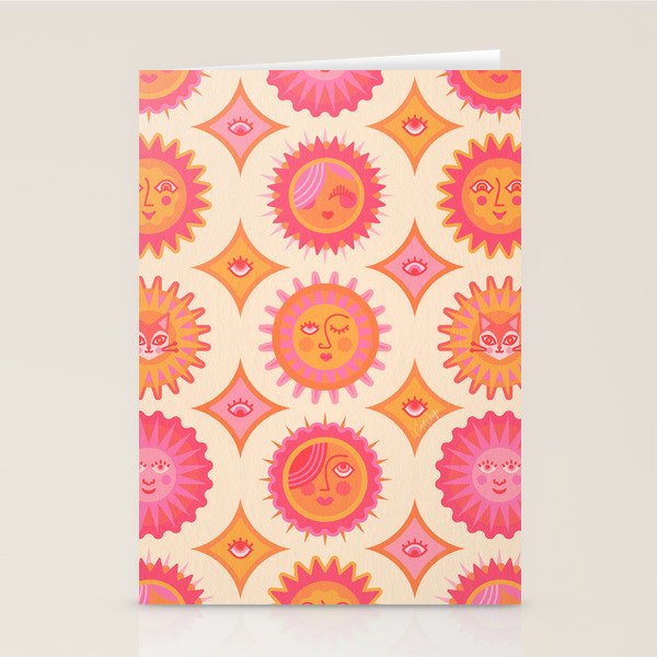 Sunshine Faces - Pink OmbrÃ© Stationery Card Gallery Image 2