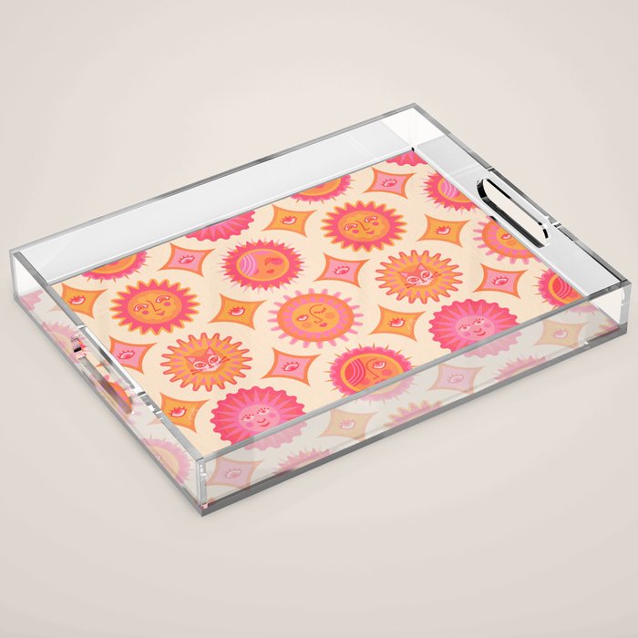 Sunshine Faces - Pink OmbrÃ© Acrylic Tray Gallery Image 1
