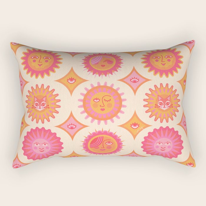 Sunshine Faces - Pink OmbrÃ© Rectangular Pillow Gallery Image 2