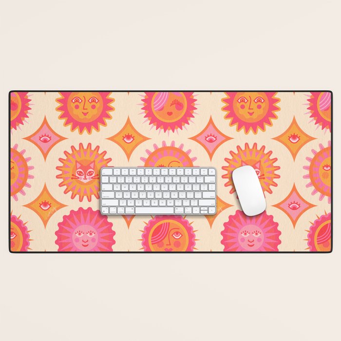 Sunshine Faces - Pink OmbrÃ© Desk Mat Gallery Image 1