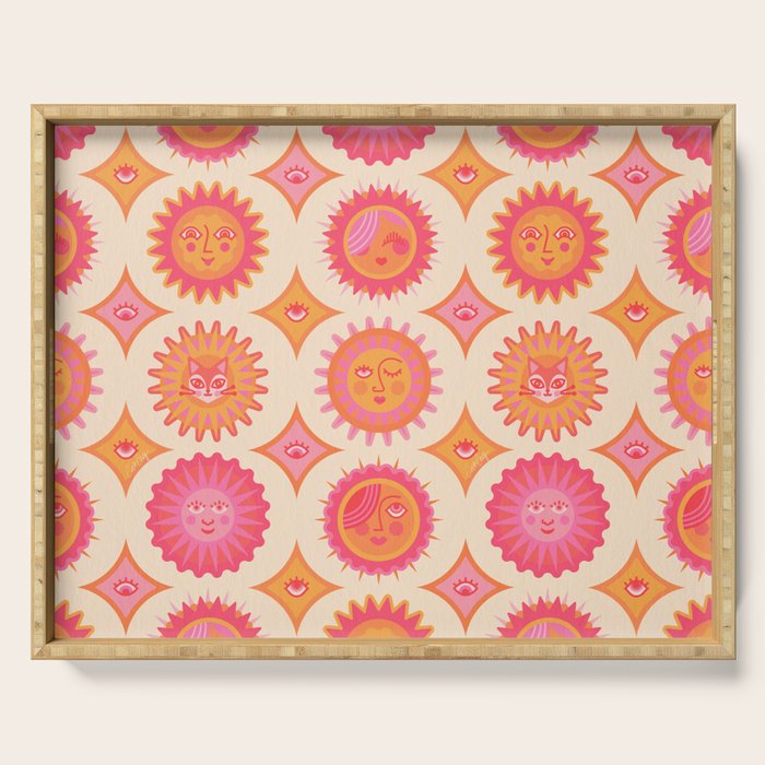 Sunshine Faces - Pink OmbrÃ© Serving Tray Gallery Image 1