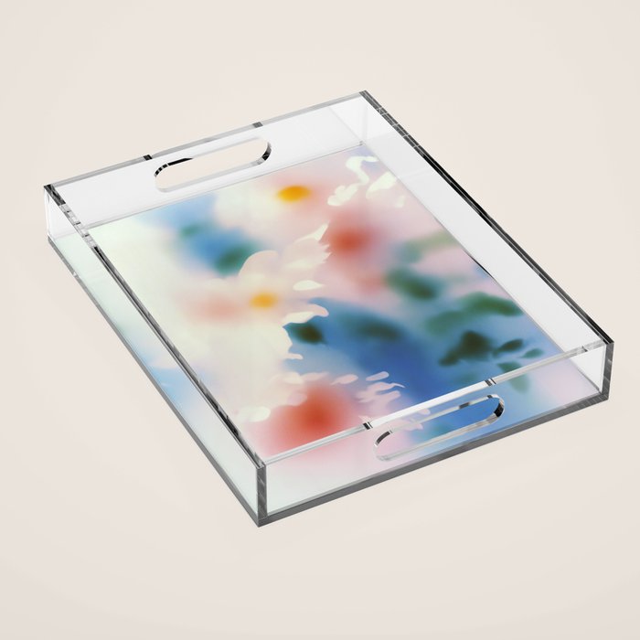 Dreamy Pastel Floral Blur with Soft Focus Aesthetic Acrylic Tray Gallery Image 1