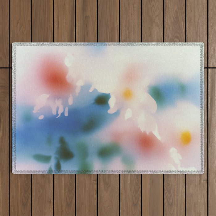 Dreamy Pastel Floral Blur with Soft Focus Aesthetic Outdoor Rug Gallery Image 1