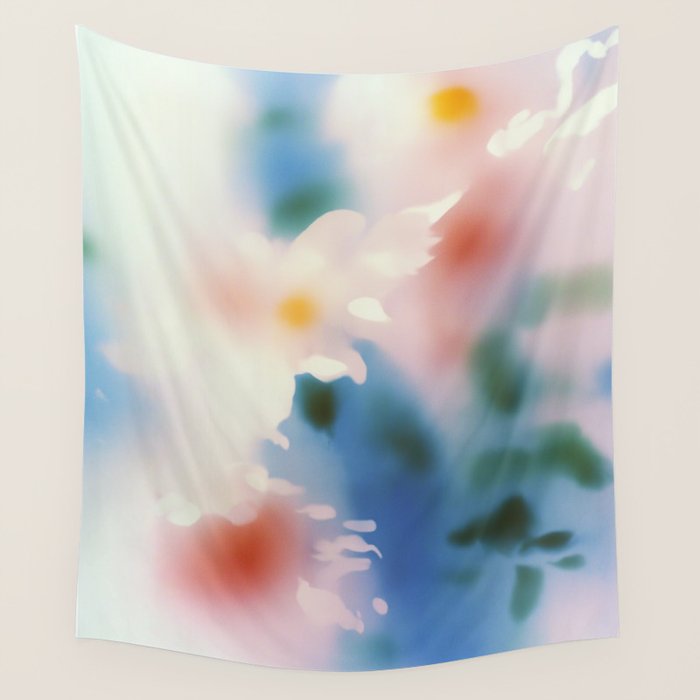 Dreamy Pastel Floral Blur with Soft Focus Aesthetic Wall Tapestry Gallery Image 4