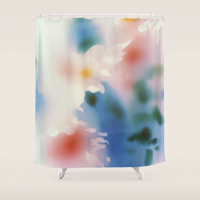 Dreamy Pastel Floral Blur with Soft Focus Aesthetic Shower Curtain Gallery Image 1