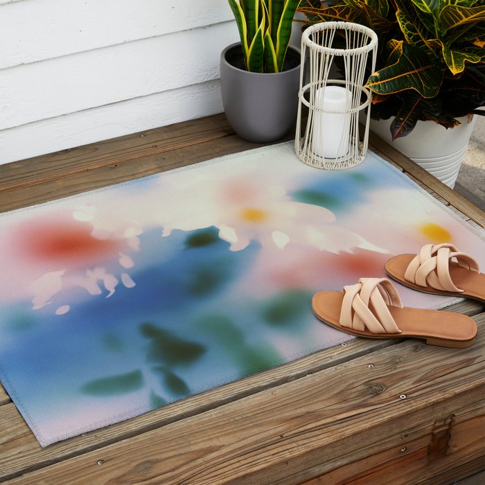 Dreamy Pastel Floral Blur with Soft Focus Aesthetic Outdoor Rug Gallery Image 2