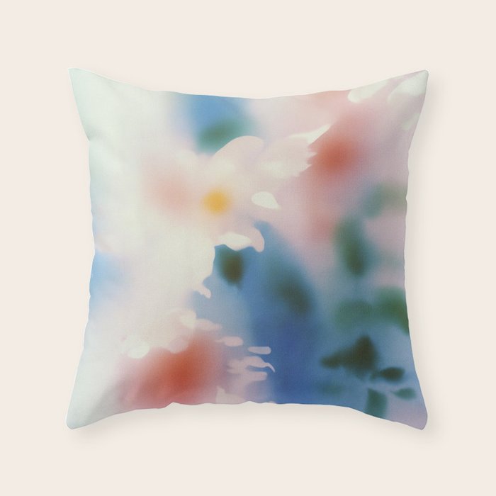Dreamy Pastel Floral Blur with Soft Focus Aesthetic Throw Pillow Gallery Image 6