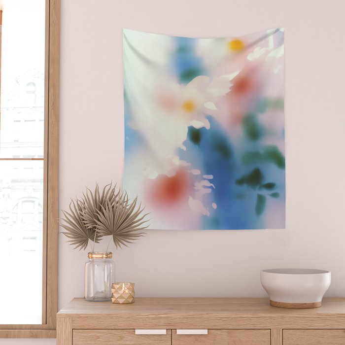 Dreamy Pastel Floral Blur with Soft Focus Aesthetic Wall Tapestry Gallery Image 2