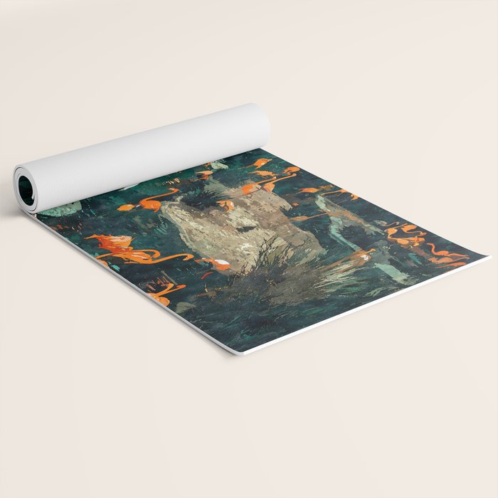 Flamingo Creek #flamingo #tropical #illustration Yoga Mat Gallery Image 2