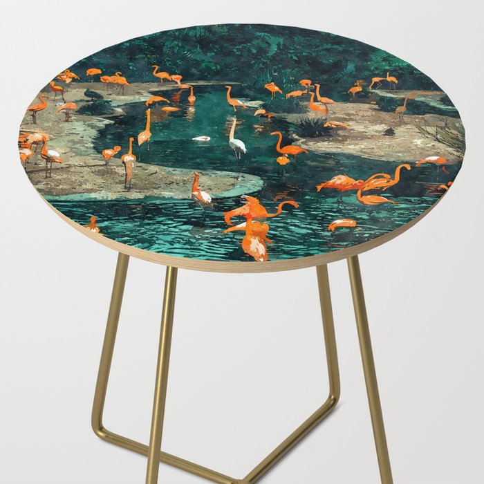 Flamingo Creek #flamingo #tropical #illustration Side Table Gallery Image 2