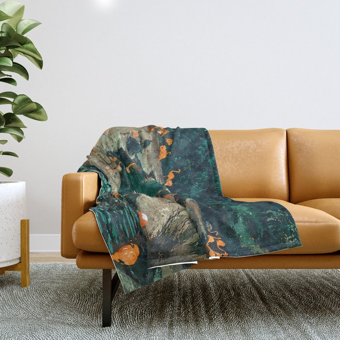 Flamingo Creek #flamingo #tropical #illustration Throw Blanket Gallery Image 1