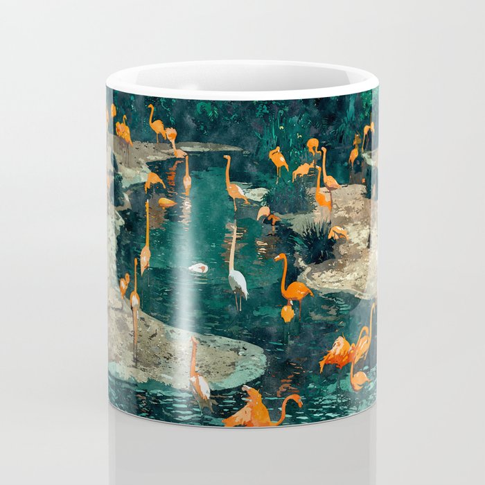 Flamingo Creek #flamingo #tropical #illustration Coffee Mug Gallery Image 4