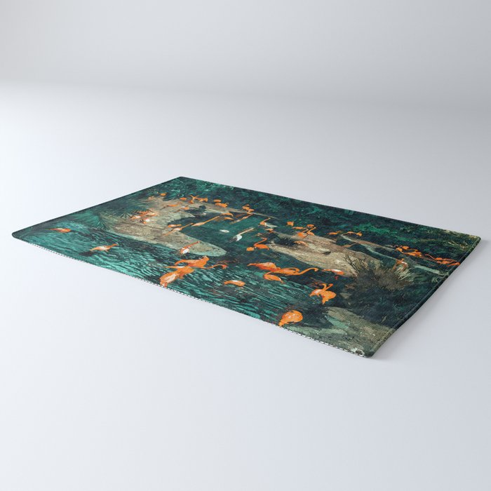 Flamingo Creek #flamingo #tropical #illustration Rug Gallery Image 3