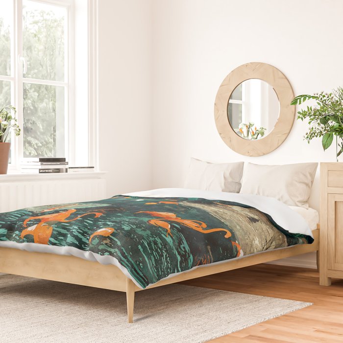 Flamingo Creek #flamingo #tropical #illustration Duvet Cover Gallery Image 2