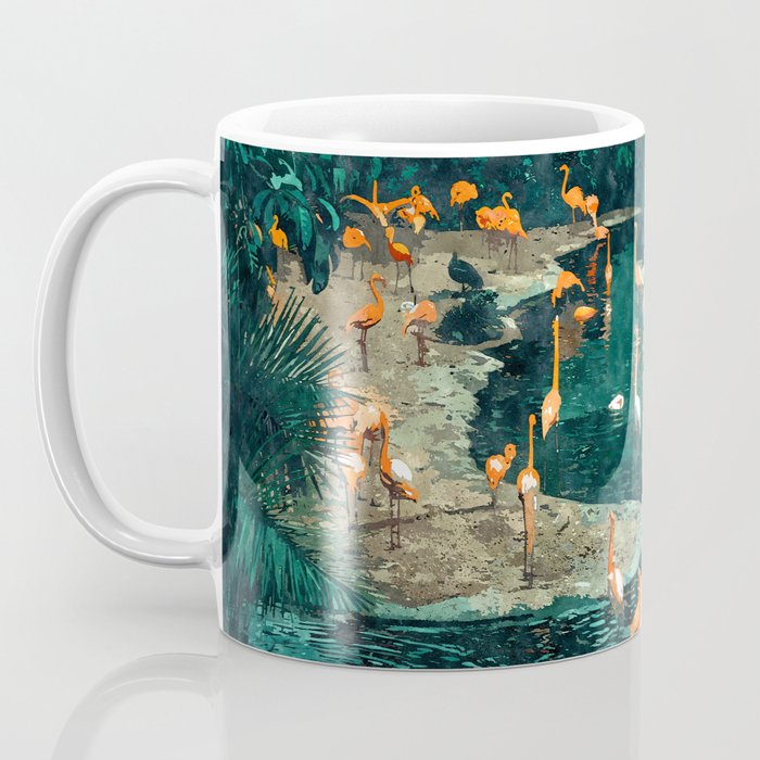 Flamingo Creek #flamingo #tropical #illustration Coffee Mug Gallery Image 3