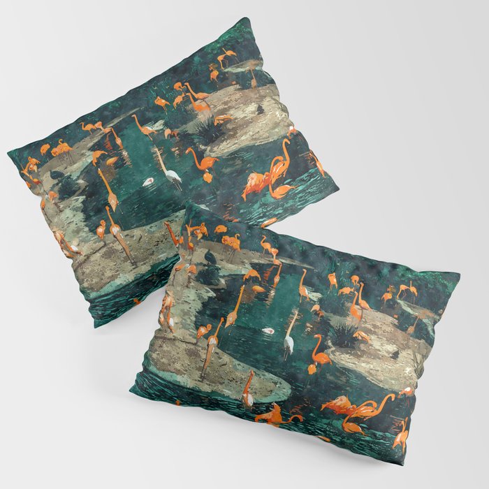 Flamingo Creek #flamingo #tropical #illustration Pillow Sham Gallery Image 3