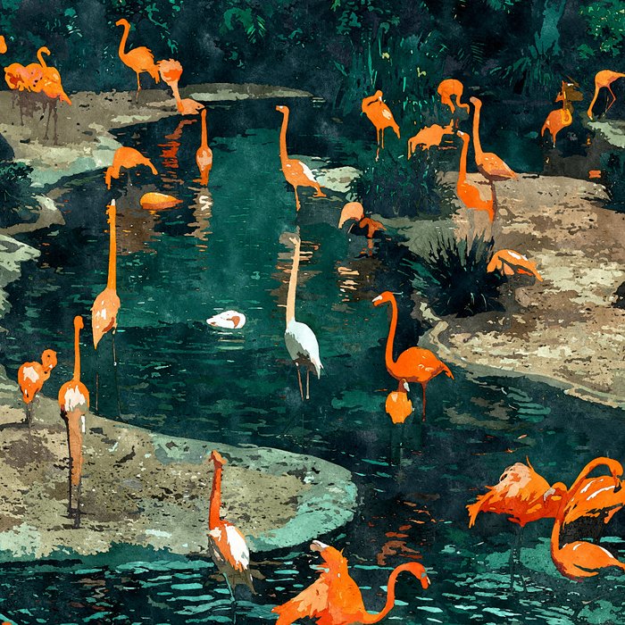 Flamingo Creek #flamingo #tropical #illustration Coffee Mug Gallery Image 2